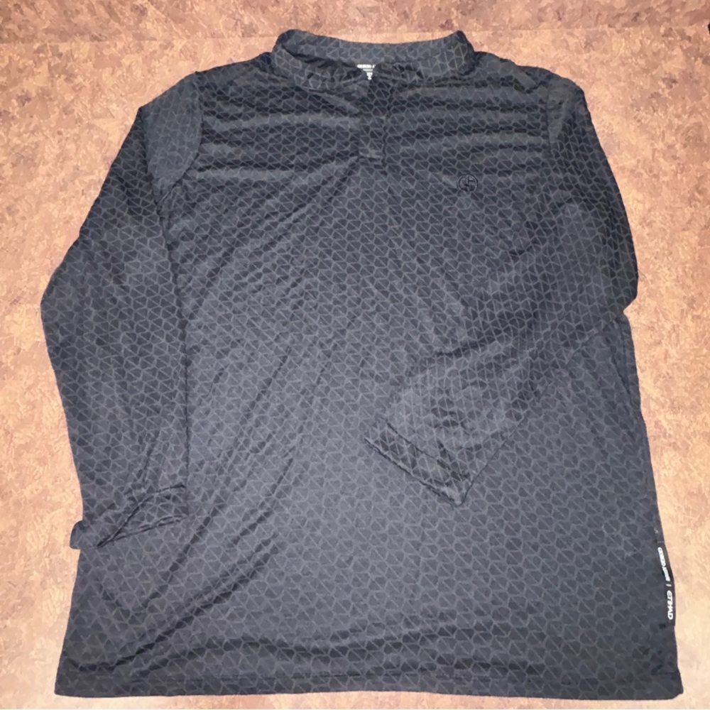 NWOT Giorgio Armani Etihad Black Henley Shirt Viscose Logo Size Small/medium